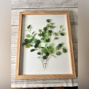 Framed Botanical Wall Art with Green Leaves 12x18